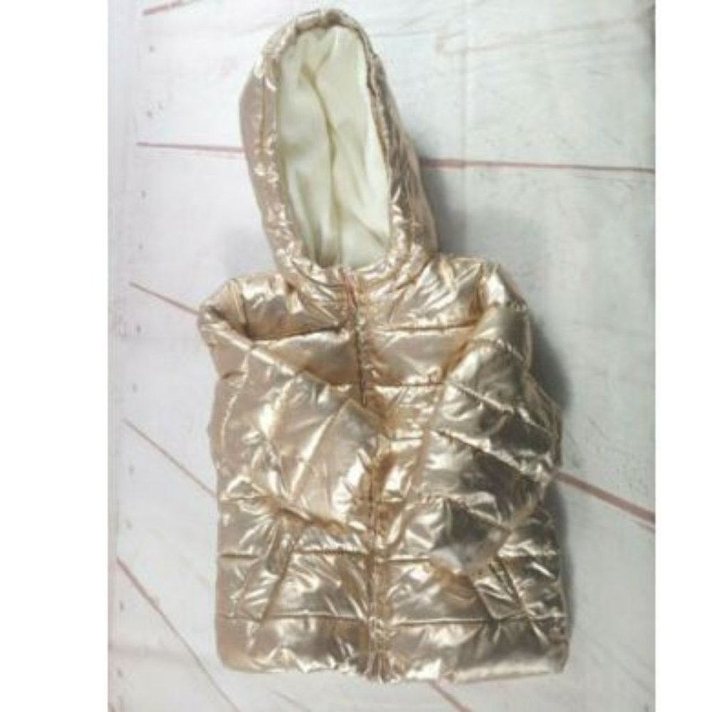Gymboree Girls Gold Full Zip Hooded Puffy Coat Size 12 to 18 Months